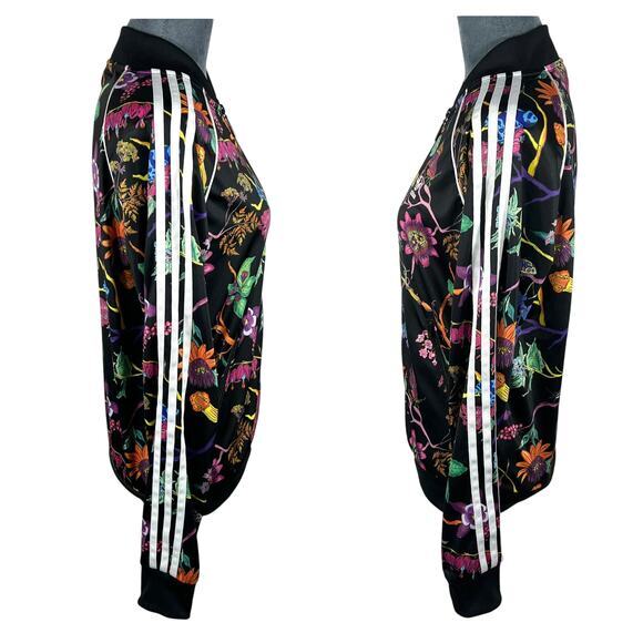 Adidas Poisonous Garden Track Jacket Sz Small Black Multi-Color Floral Frog Rare - Picture 7 of 12